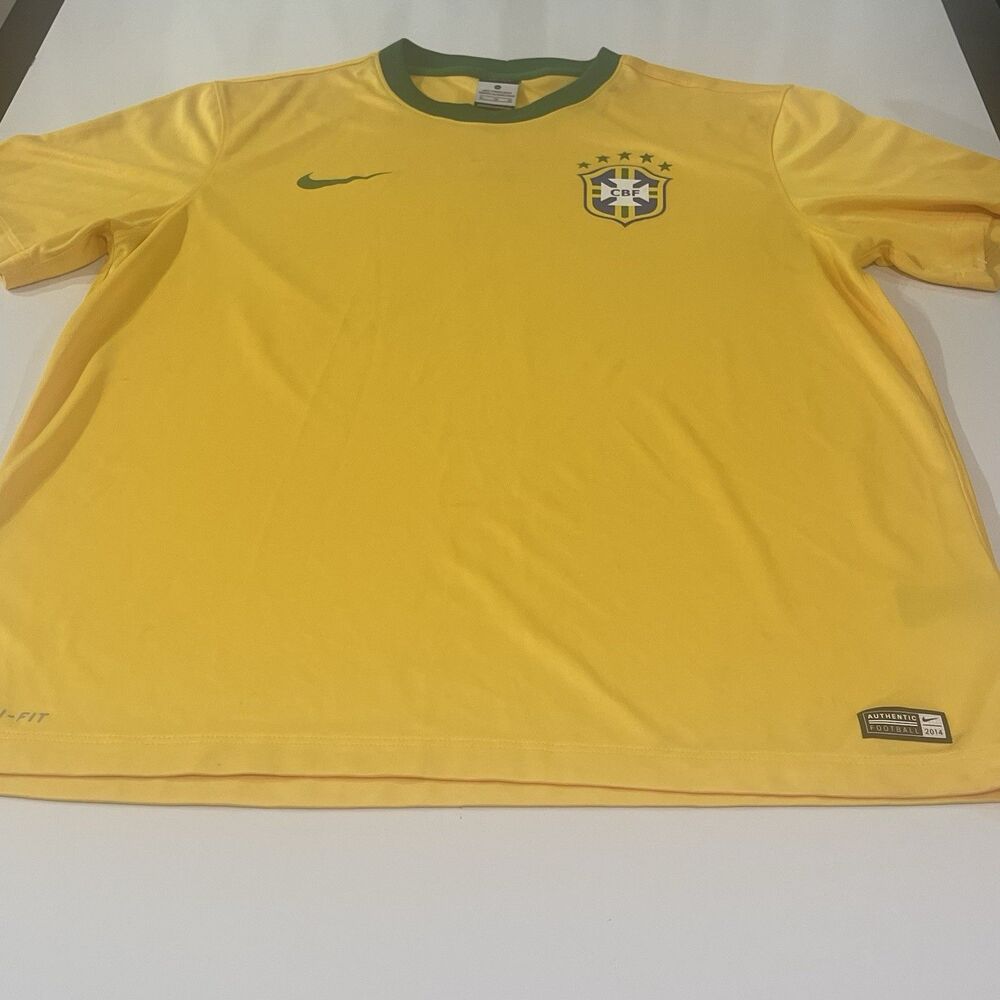 Brazil CBF Soccer Jersey XL  Shirt Yellow Green FIFA World Cup Jersey.